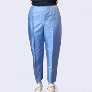Jones New York Country Petite Light Blue Silk Dress Pants